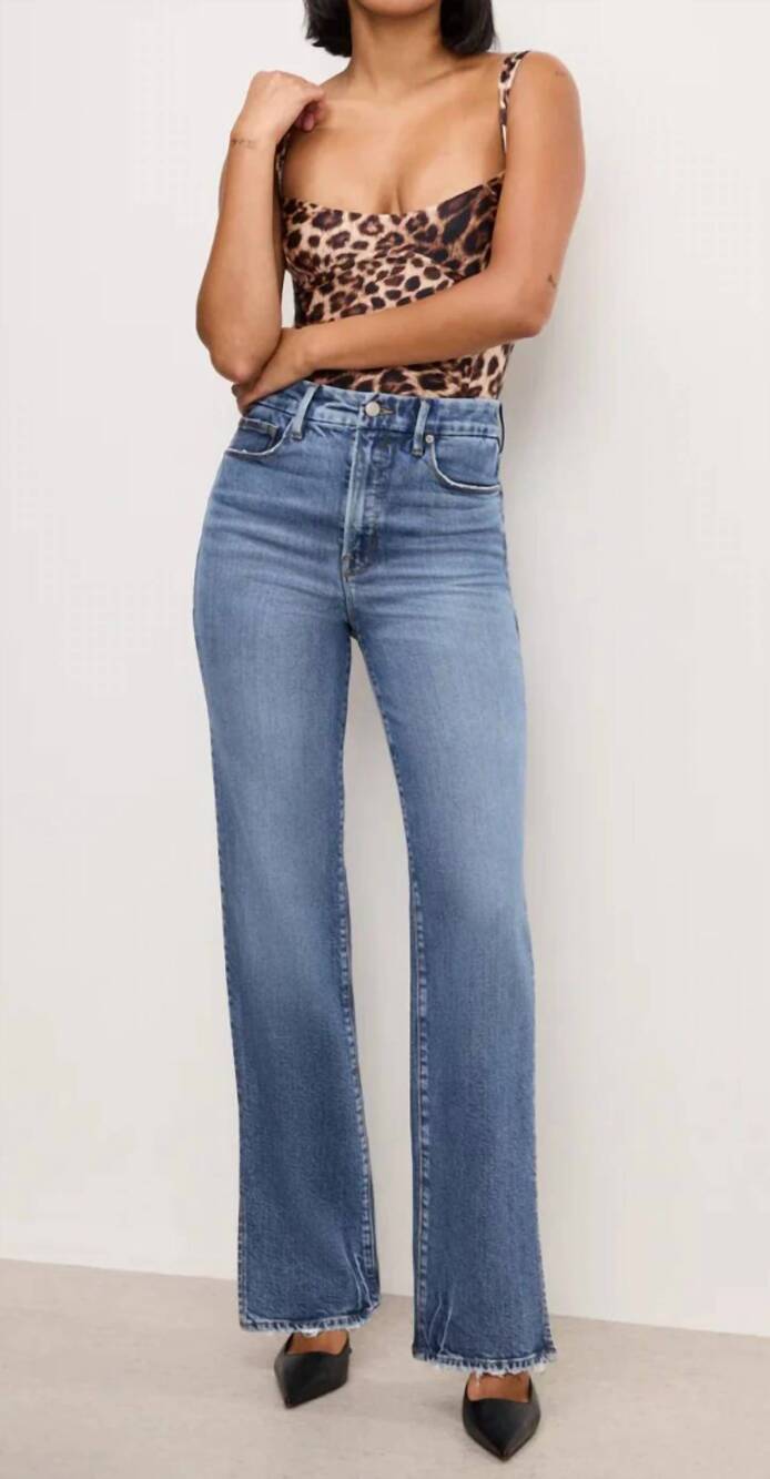 NEW GOOD AMERICAN good boy straight jeans in blue